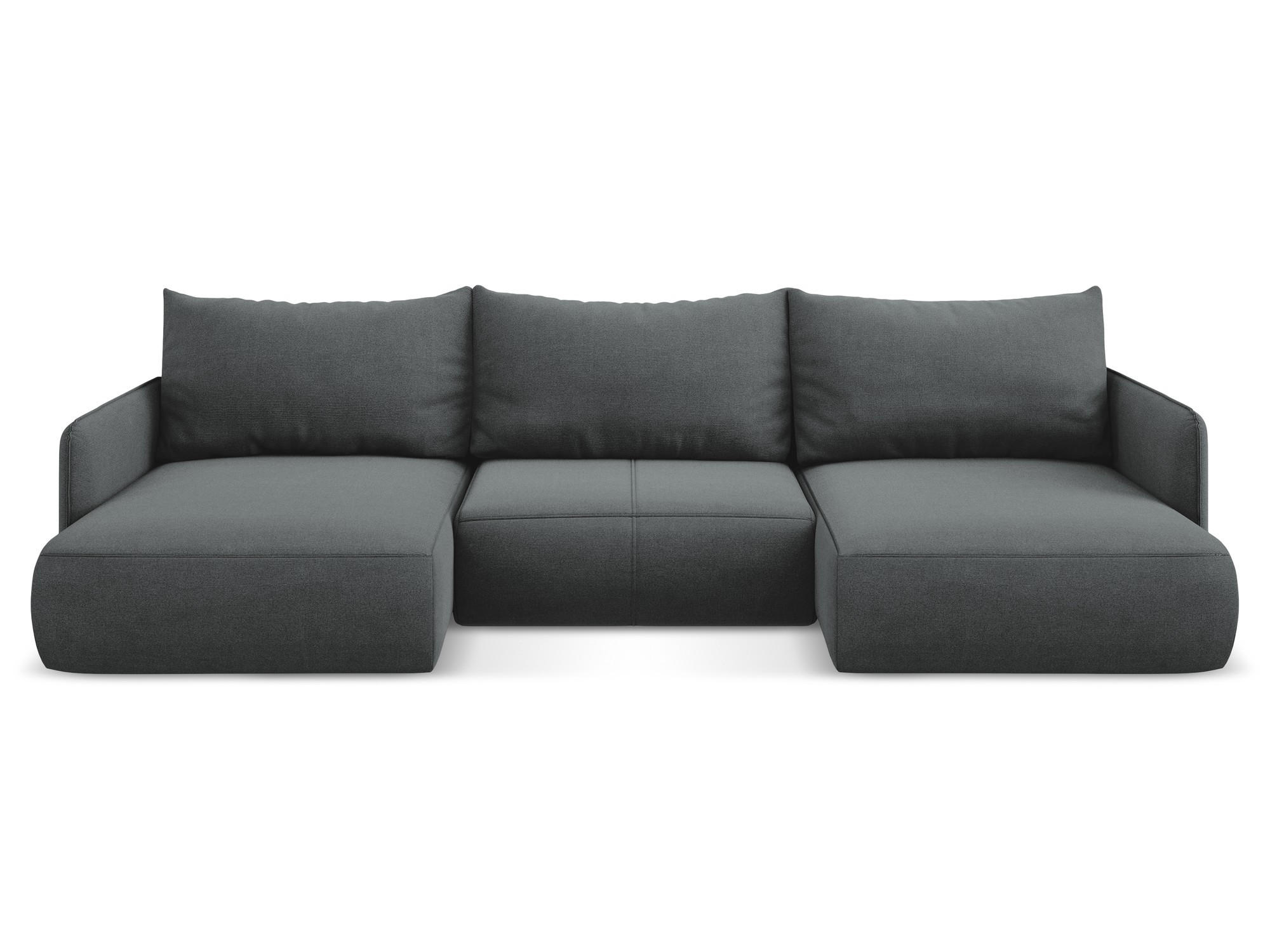 WOHNLANDSCHAFT Strukturstoff Stoff Grau - Schwarz/Grau, Kunststoff/Textil (290/86/148cm) - Makamii