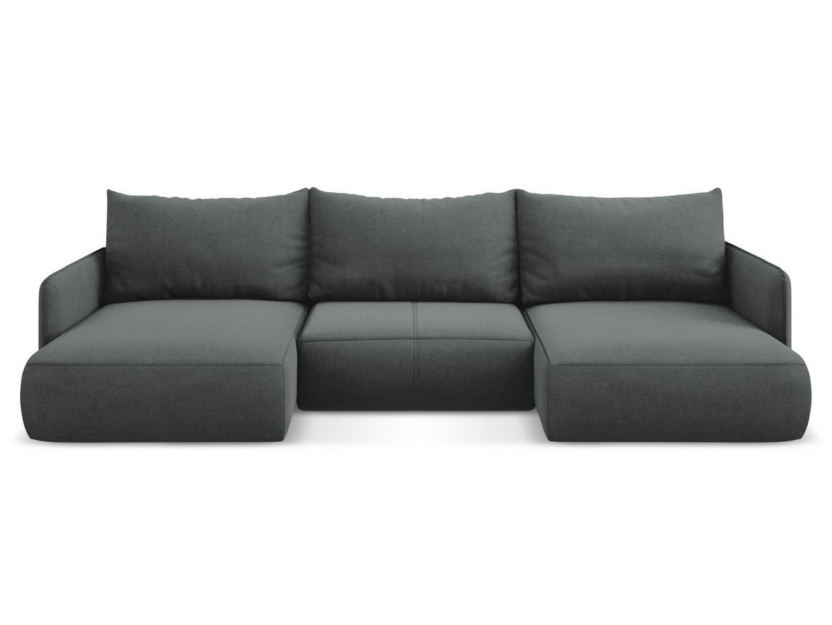 WOHNLANDSCHAFT Strukturstoff Stoff Grau - Schwarz/Grau, Kunststoff/Textil (290/86/148cm) - Makamii
