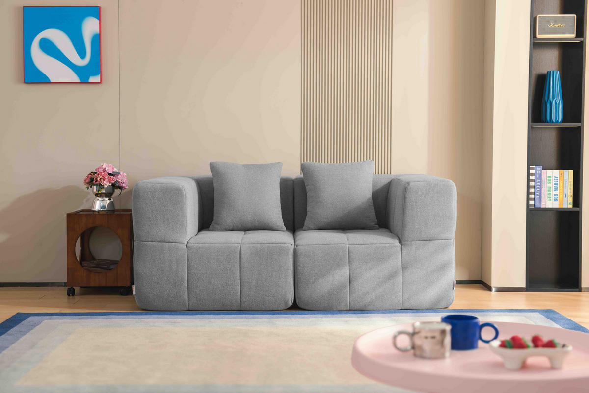 2-SITZER-SOFA Bouclé-Stoff Wolkengrau - Grau, Textil (180/73/95cm) - MILYsofa