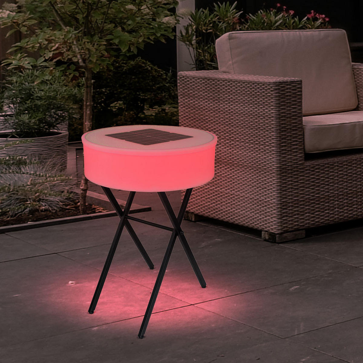 LED AUSSENLEUCHTE Solar Weiß Opal - Weiß, Metall (53/53/75cm) - Globo Lighting