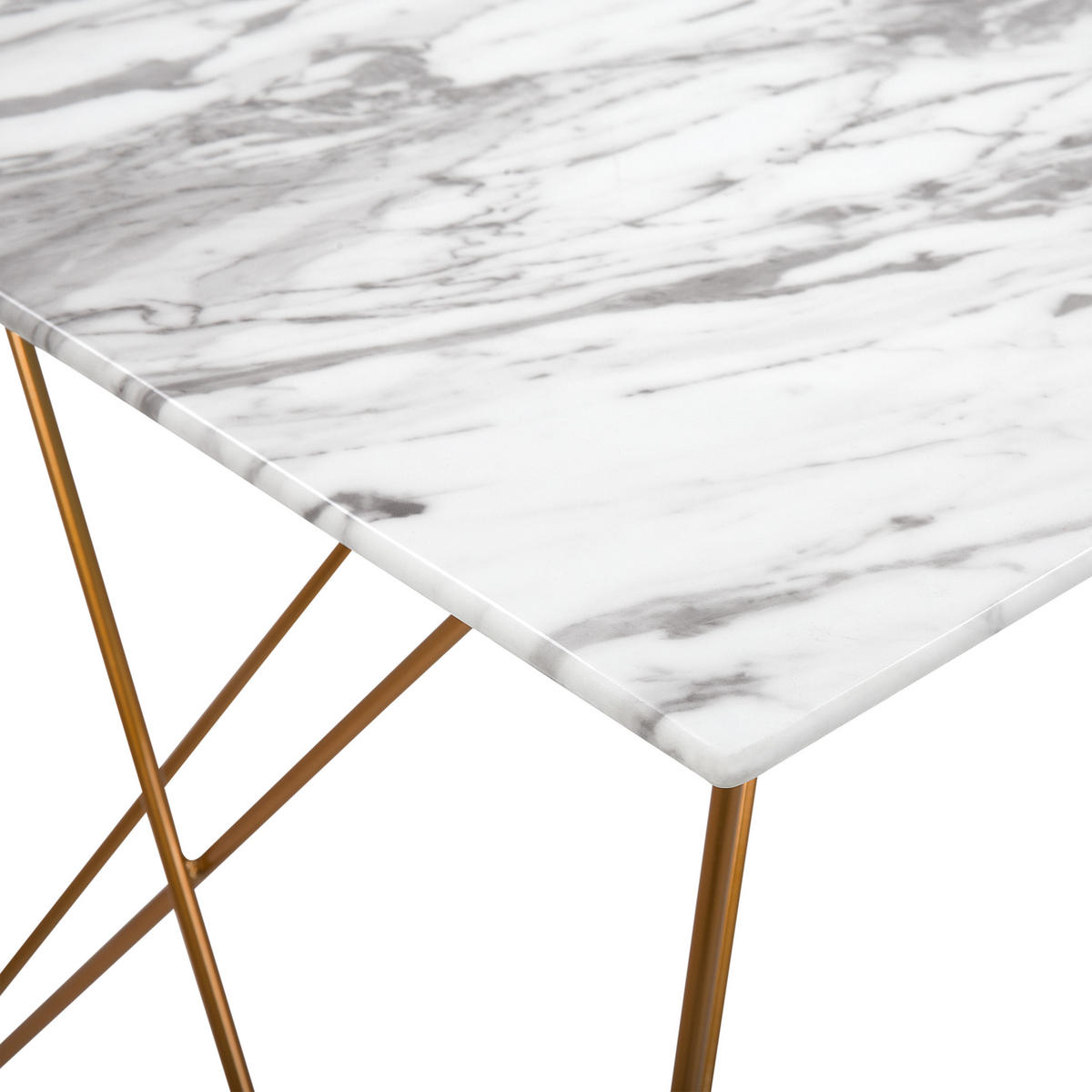 ESSTISCH 140/80/76 cm Weiß, Grau, Goldfarben Rechteckig Kenton - Weiß, Glas (140/80/76cm) - Beliani
