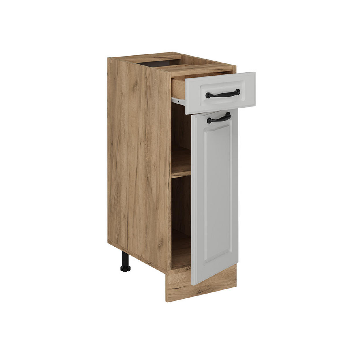 KÜCHENUNTERSCHRANK R-Line Weiß Landhaus 30 cm , AP Anthrazit - Honigeiche/Eiche Wotan, Holzwerkstoff (30/81.6/60cm) - Vicco