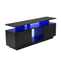 LOWBOARD DE-40381 16-Farben-LED mit Hochglanz-Türen Schwarz - Schwarz, Holzwerkstoff (140/55/35cm) - ComfortXL