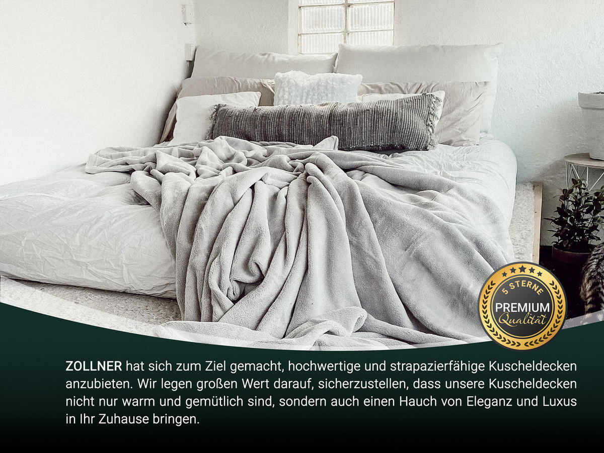 KUSCHELDECKE, 220x240 cm, 100% Polyester, Grau - Silberfarben, Textil (220/240cm) - Zollner