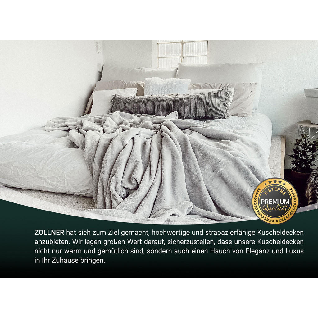Thumbnail - Zollner Kuscheldecke,, Silber, Textil, 150x200 cm, Oeko-Tex® Standard 100, Wohntextilien, Decken, Kuscheldecken