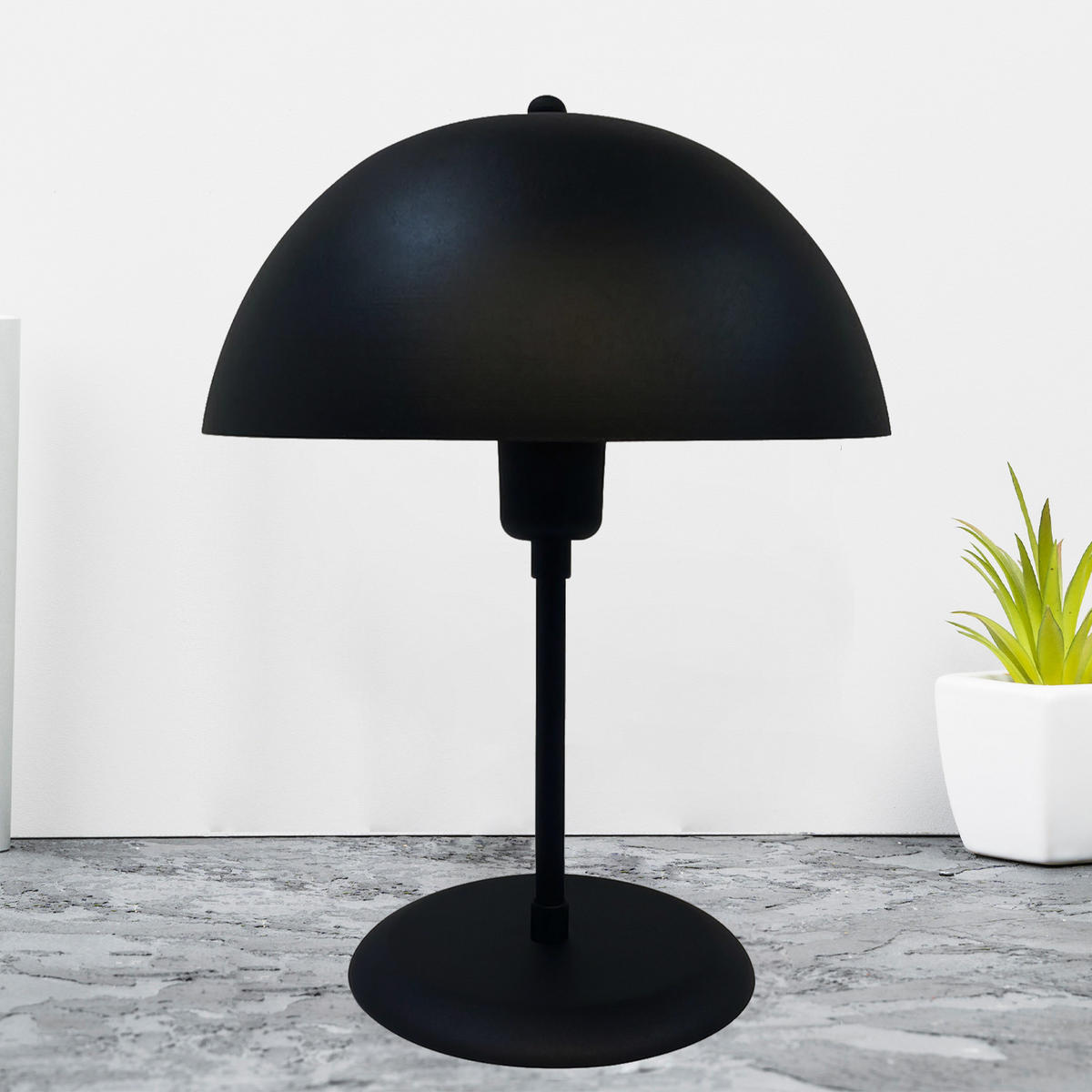 TISCHLEUCHTE Kleine Pilzlampen 26/35 - Schwarz, Metall (26/35cm) - Bamyum