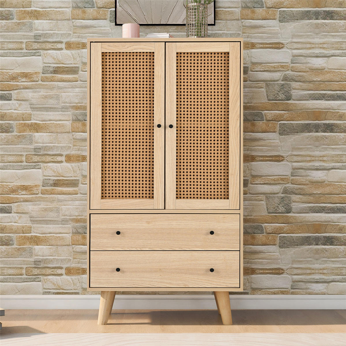 HIGHBOARD 120x60x40 cm mit Türen & Schubladen - Naturfarben, Holz (40/120/60cm) - Kaket