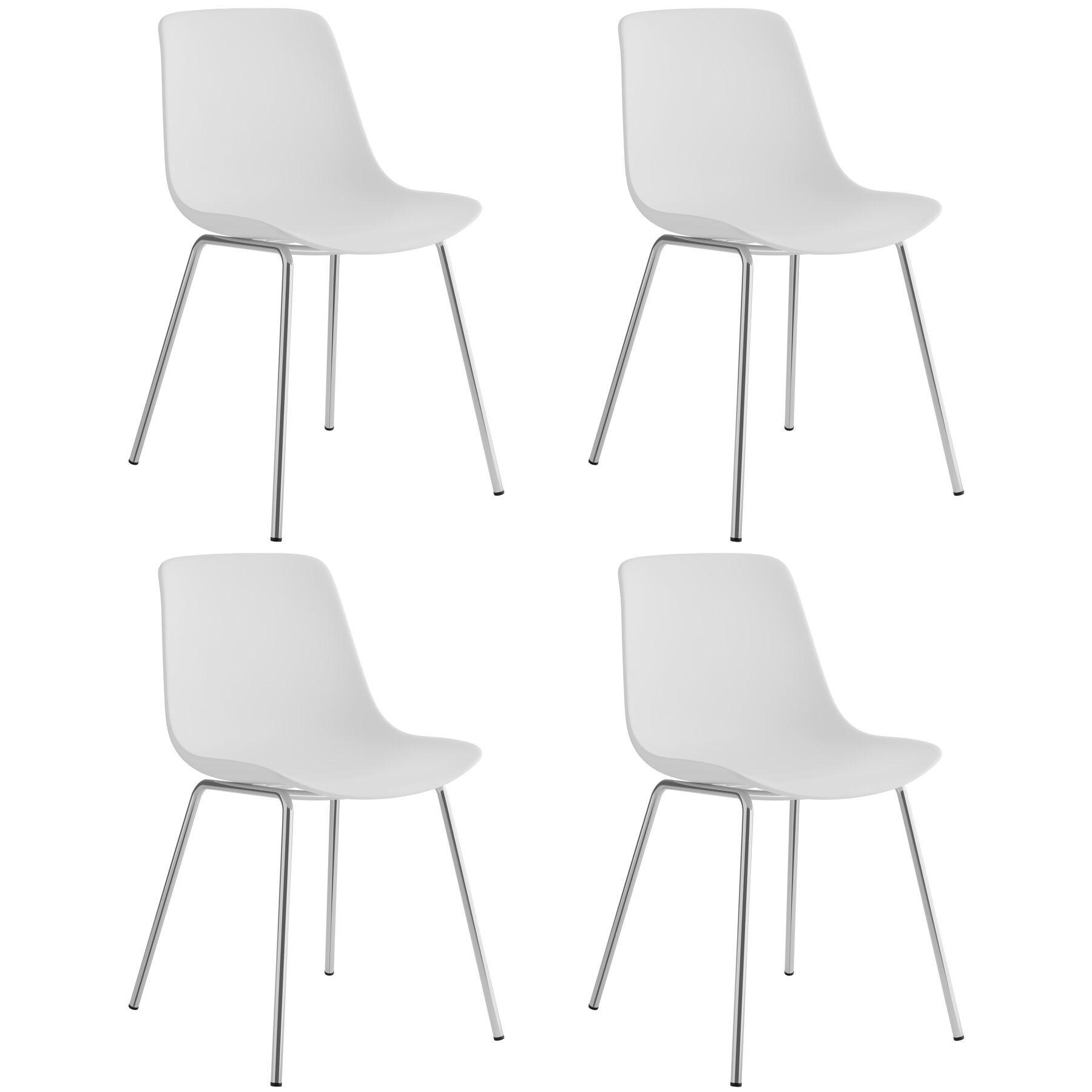KUNSTSTOFFSTUHL 4er Set Mave 46 x 55 x 80 5 cm weiß/chrom - Weiß, Textil (46/80.5/55cm) - tectake