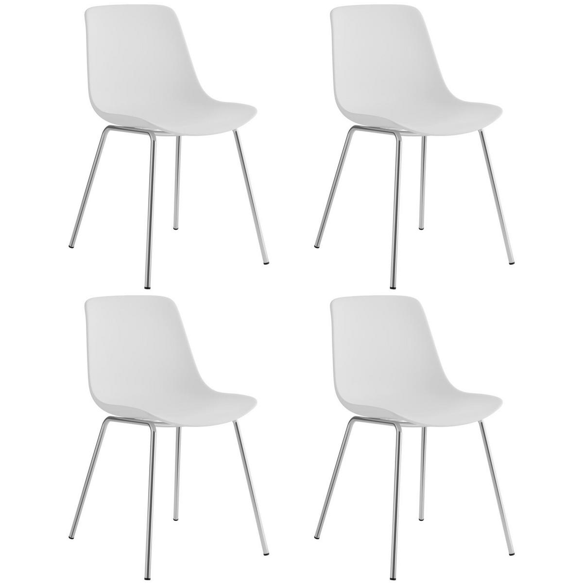 KUNSTSTOFFSTUHL 4er Set Mave 46 x 55 x 80 5 cm weiß/chrom - Weiß, Textil (46/80.5/55cm) - tectake