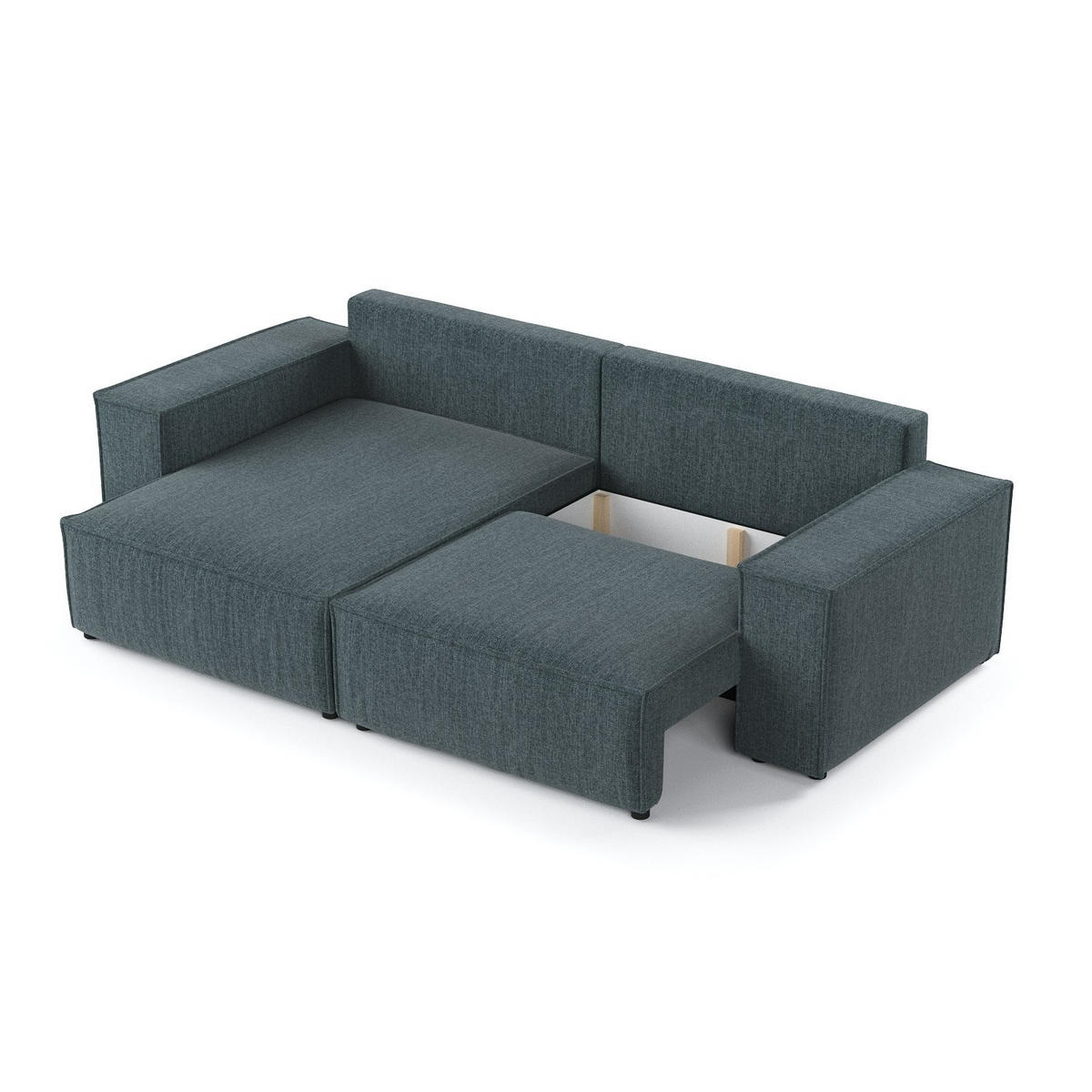 ROHOVÁ SEDAČKA CAVO, textil, Modrošedá - černá/šedohnědá, dřevo/kompozitní dřevo (255/148cm) - AltaBeds