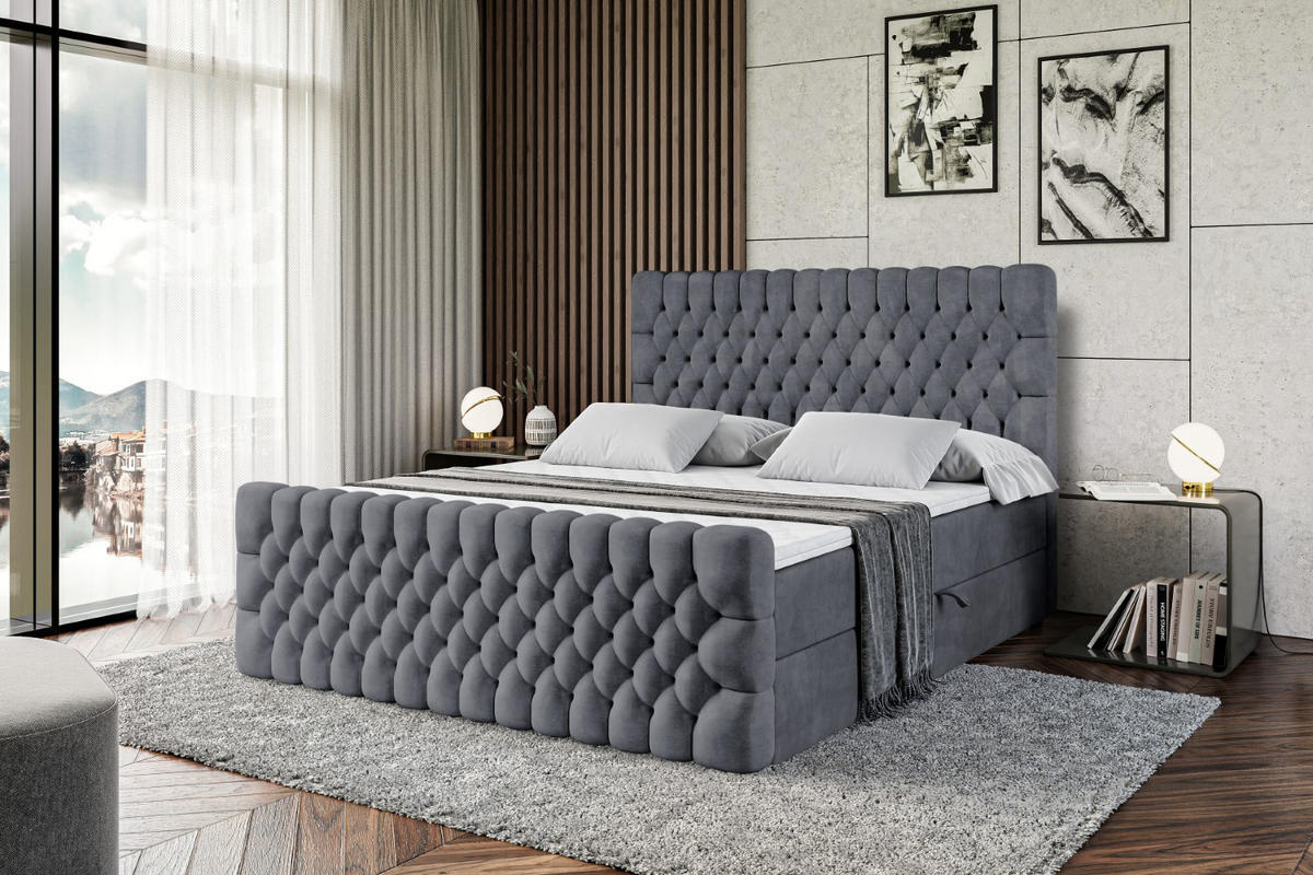 BOXBETT SERENE-Z - 200 x 200 - H4 - Dunkelgrau - Dunkelgrau, Holzwerkstoff (200/200cm) - ALTDECOR