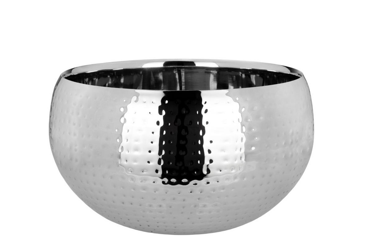 CHAMPAGNER-/FLASCHENKÜHLER Bowl Hammerschlag-Optik (H) 20 x (Ø) 34 cm - Silberfarben, Paraffin (34/20cm) - Hermann Bauer jun. Kollektion GmbH