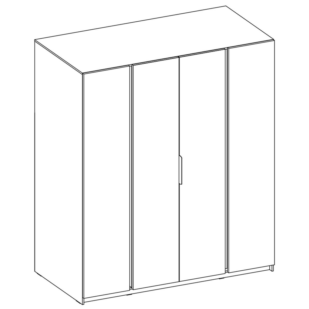 KLEIDERSCHRANK Nehir Eiche Evoke/Schwarz 200 cm - 4T Modern - Eichefarben/Schwarz, Holzwerkstoff/Kunststoff (200/239/61.9cm) - AX Living