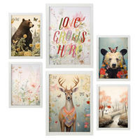 POSTER Set Mit 6 Blumen & Schmetterlinge A3 & A4 Weißer Rahmen - Weiß, Papier (29/3cm) - Nacnic