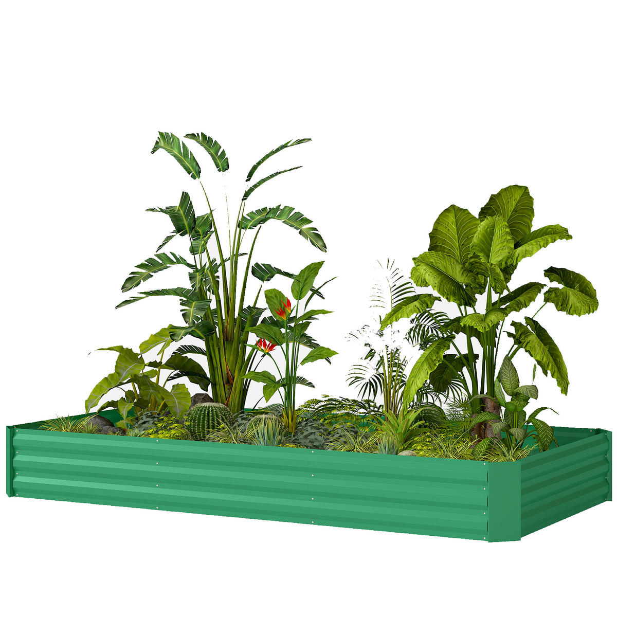 HOCHBEET DE-12313 835 l mit offenem Boden u. Sicherheitsrand Grün - Grün, Metall (240/30/120cm) - ComfortXL