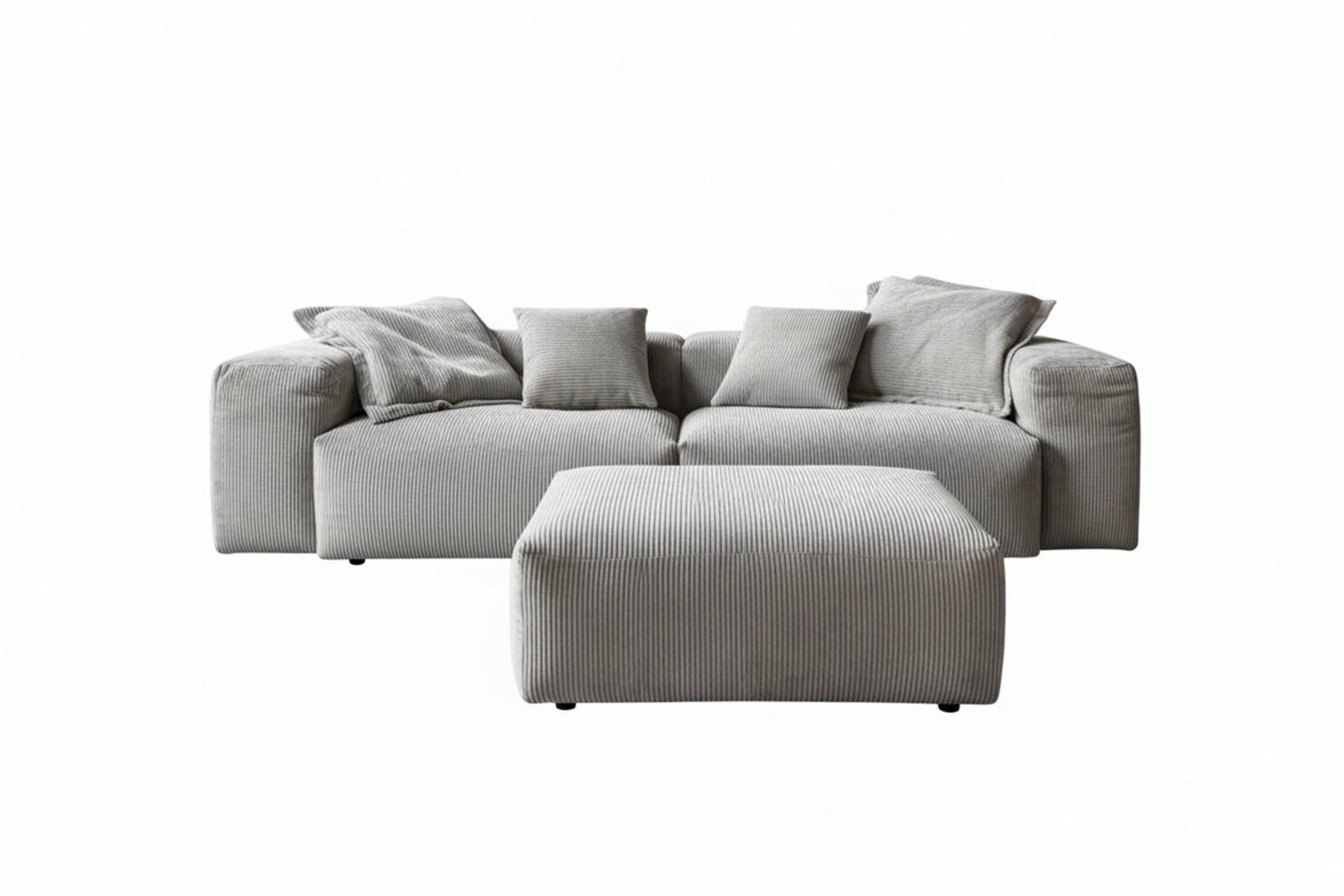 SOFA CELESTE Hellgrau Cord - Hellgrau/Schwarz, Kunststoff/Textil (302/72/114cm) - KAWOLA