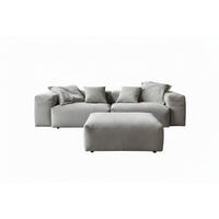 SOFA CELESTE Hellgrau Cord - Hellgrau/Schwarz, Kunststoff/Textil (302/72/114cm) - KAWOLA