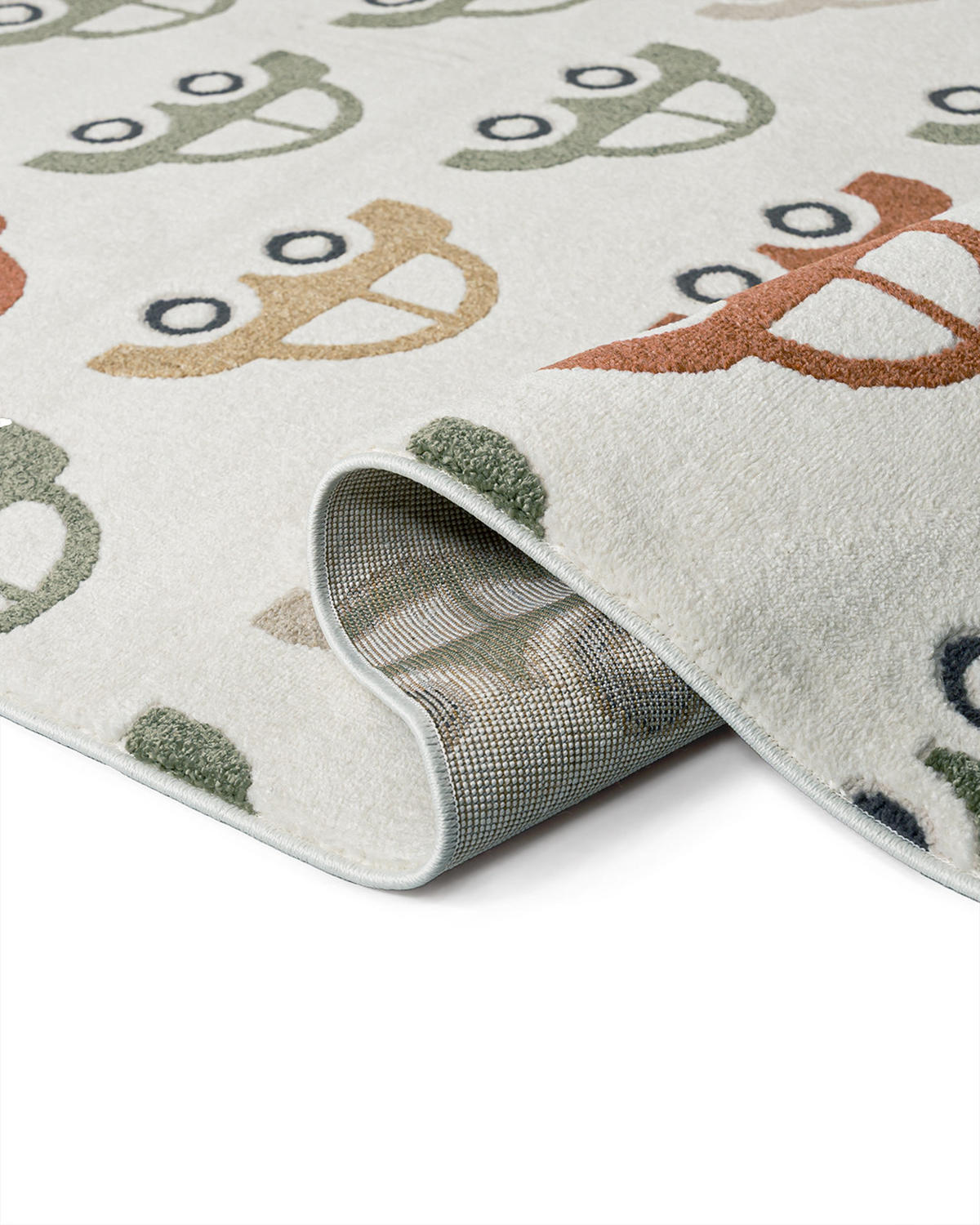 KINDERTEPPICH Alora Coches Mazovia 160x230cm Creme Grün Autos Kurzflor - Grün, Textil (160/230cm) - Mazovia