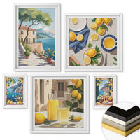 WANDBILDER 5er-Set - 50x50 cm & 20x30 cm & 40x60 cm Weißer Rahmen - Olivenblüten in Vasen Natur - Weiß, Kunststoff (40/60cm) - ArtPrintCave