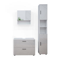 BADMÖBEL-SET Irma Weiß Hochglanz 3 Teile mit Schubladenschrank und Hochschrank - Weiß Hochglanz/Weiß, Holzwerkstoff (80/58.6/41cm) - Vicco