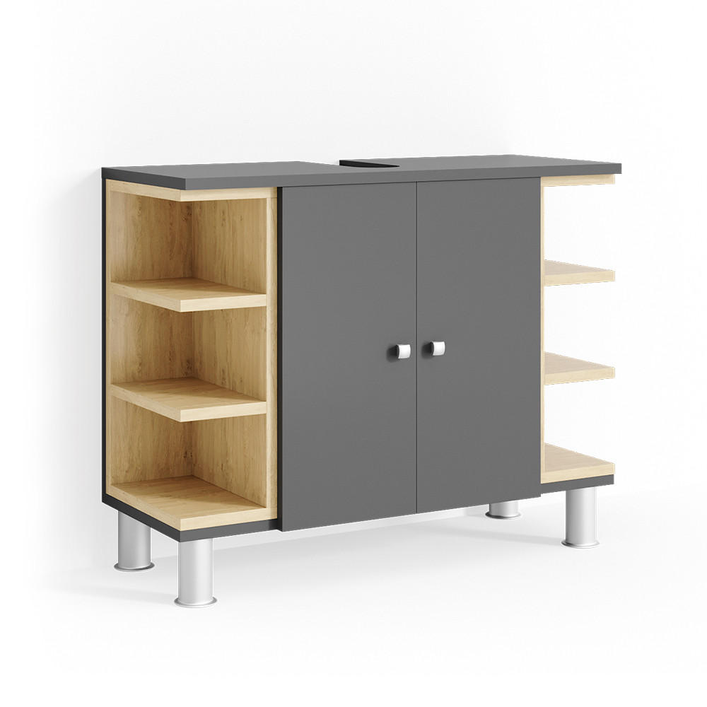 WASCHBECKENUNTERSCHRANK Aquis Anthrazit 79.6 x 64 cm - Anthrazit, Holzwerkstoff (79.6/64/32cm) - Vicco