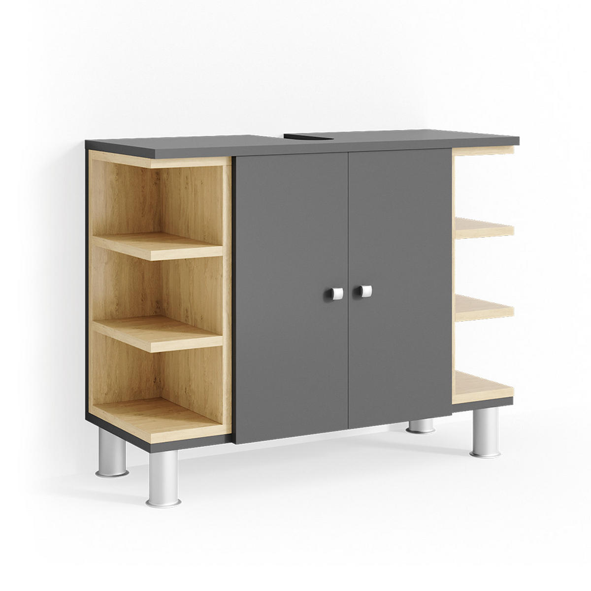 WASCHBECKENUNTERSCHRANK Aquis Anthrazit 79.6 x 64 cm - Anthrazit, Holzwerkstoff (79.6/64/32cm) - Vicco
