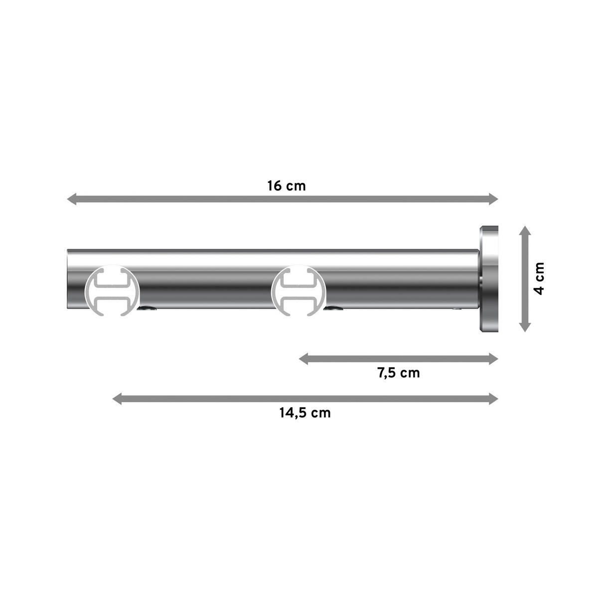INNENLAUF-GARDINENSTANGEN-SET Platon Savio 260 cm (geteilt in 2 x 130 cm), 2-läufig, 20 mm Ø Chrom - Chromfarben, Metall (260cm) - INTERDECO