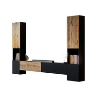 WOHNWAND Capital III - Eiche Wotan/Schwarz, Holzwerkstoff (200/31/30cm) - MIRJAN24