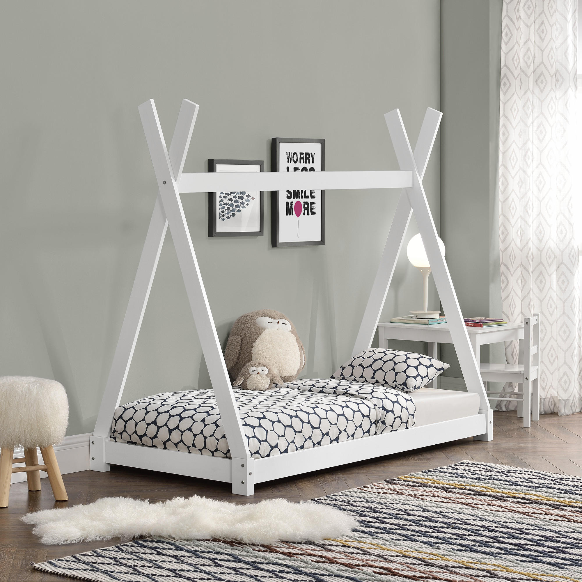 KINDERBETT Onejda - Weiß, Holz (80/160cm) - [en.casa]