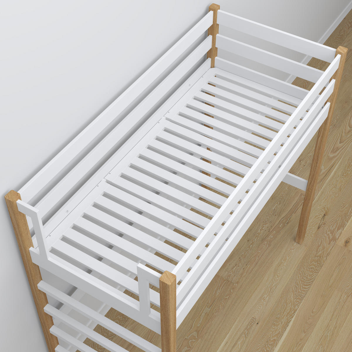 HOCHBETT N01 Weiß / Eiche Natur 90/200 - Eiche Artisan/Weiß, Naturmaterialien/Holz (90/200cm) - N-Wood