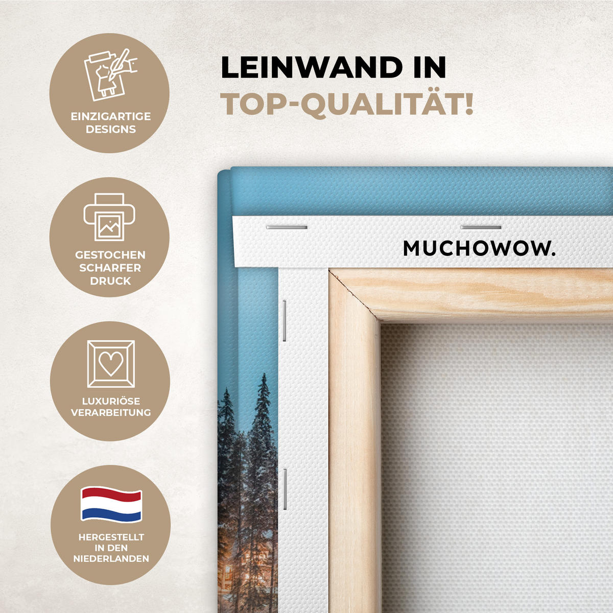 LEINWANDBILD Winterlandschaft - Natur - Haus - Berge - Schnee 20x30 cm - Hellblau, Textil (20/30cm) - MuchoWow