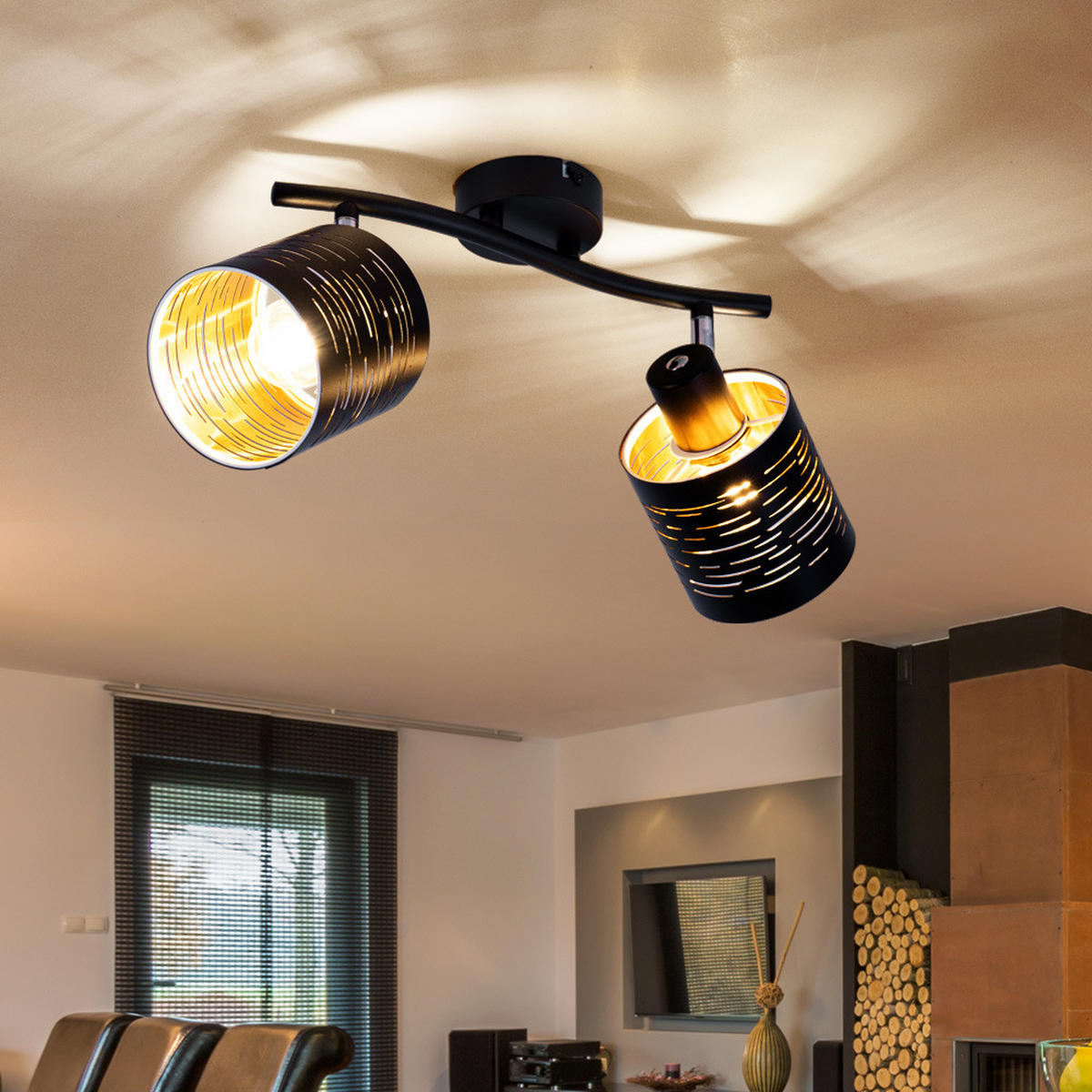 LED DECKENLEUCHTE TUNNO Schwarz Gold Metall - Schwarz, Metall (29.6/10/16cm)