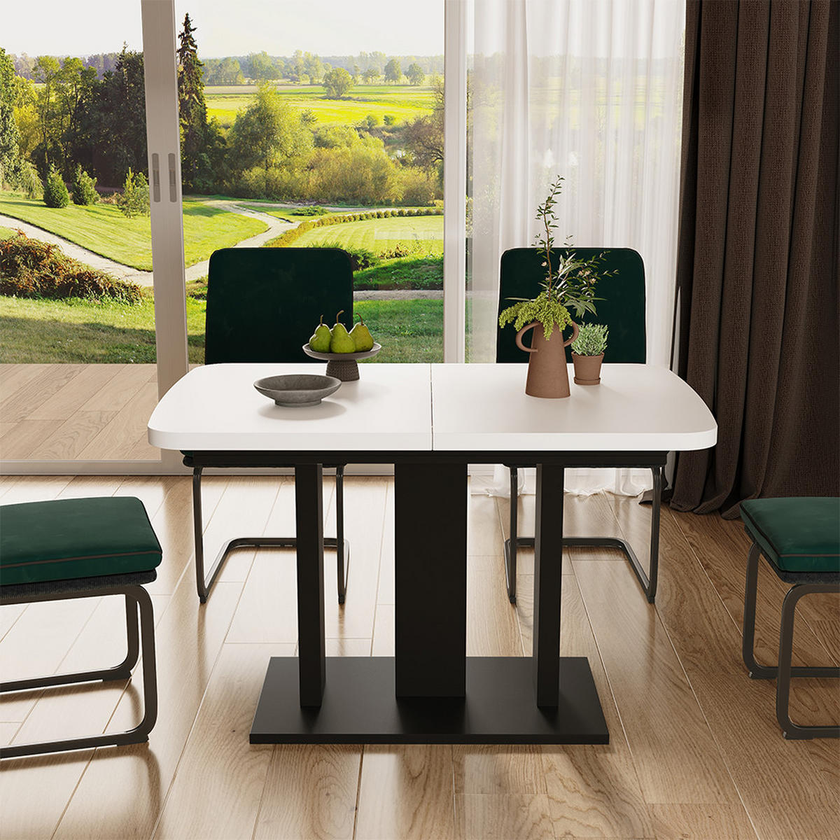 ROZKLÁDACÍ JÍDELNÍ STŮL Fenaro Černá/bílá - bílá/černá, kompozitní dřevo (80/120/77.3cm) - Vicco