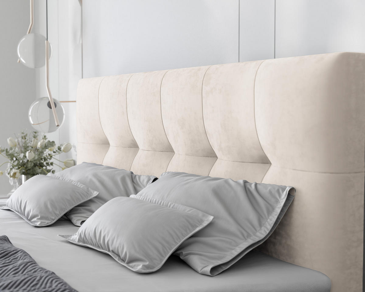 BOXBETT RENZO 200/200 cm mit Matratze und Topper, Creme - Creme, Holzwerkstoff/Textil (200/200cm) - Idohome