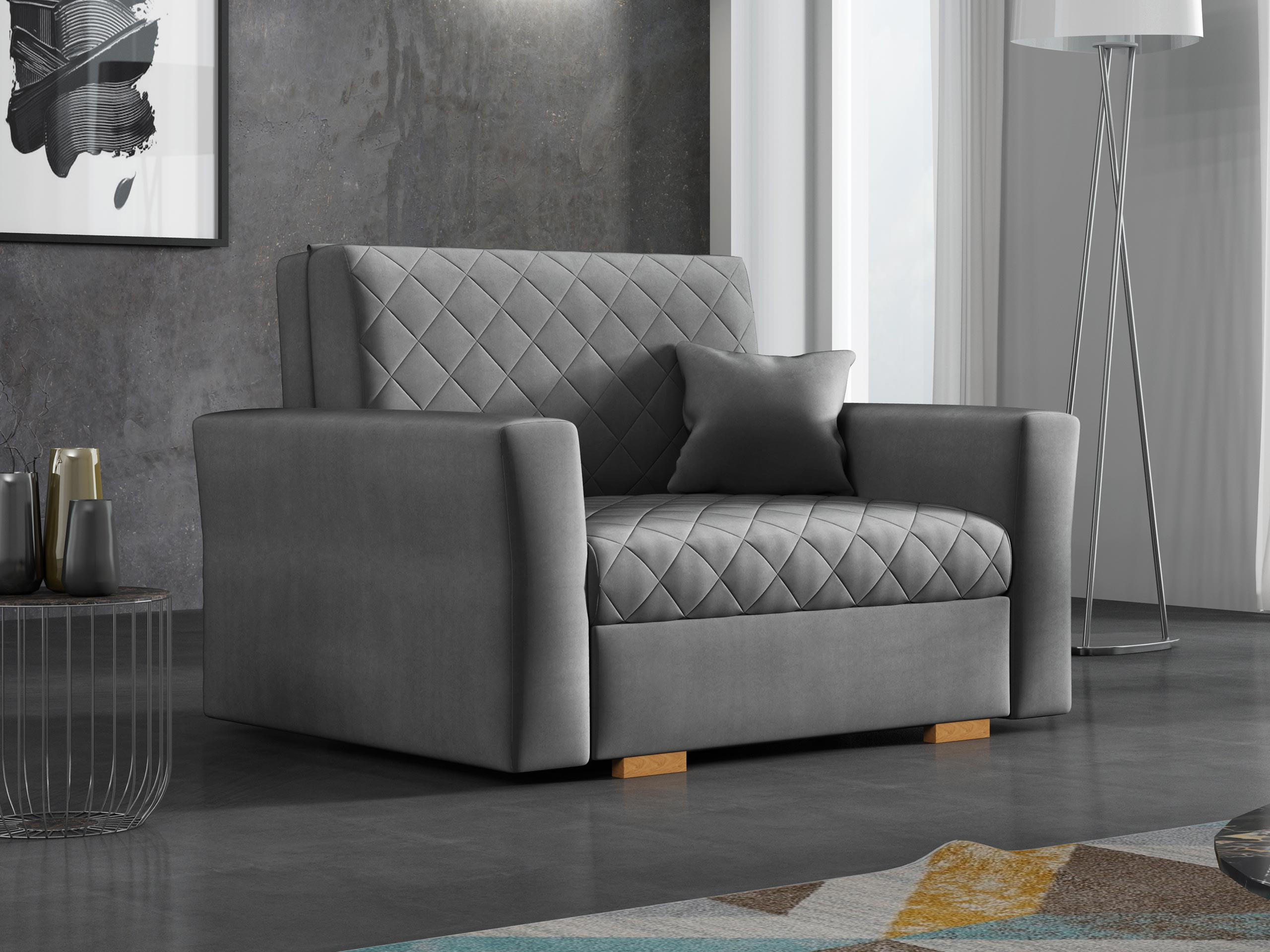 Thumbnail - Mirjan24 Schlafsofa, Greige, Textil, 1-Sitzer, Rechteckig, 115x85x98 cm, Wohnzimmer, Sofas & Couches, Schlafsofas