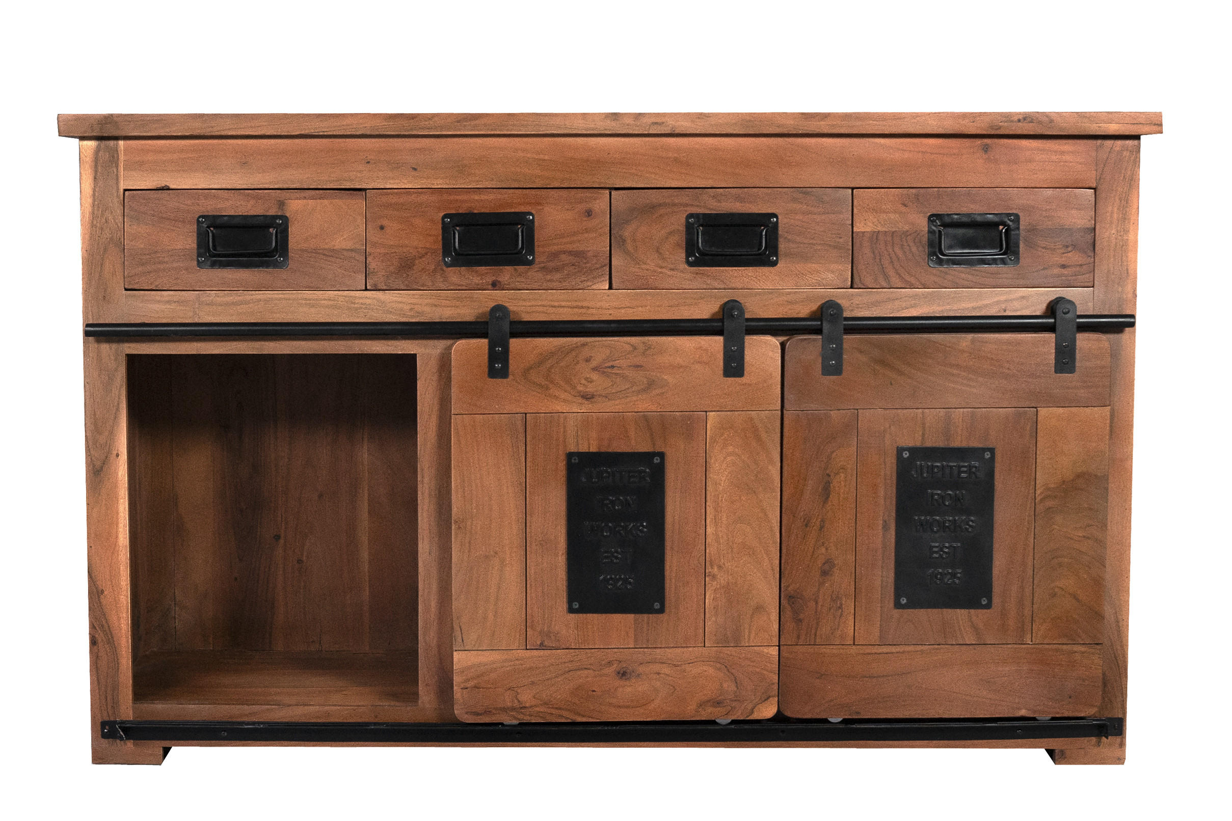 SIDEBOARD LIBRO - Braun/Naturfarben, Akazienholz/Holz (150/90/45cm) - SAM