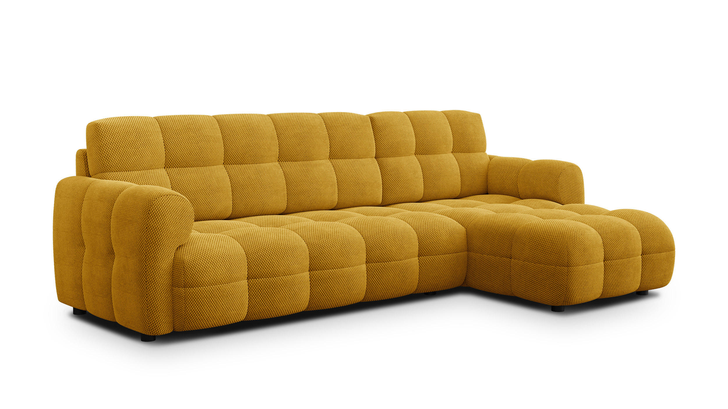 ECKSOFA MELLOW 4-Sitzer, safran - Gelb/Schwarz, Holz/Textil (262/156cm) - Courtois Laville