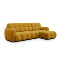 ECKSOFA MELLOW 4-Sitzer, safran - Gelb/Schwarz, Holz/Textil (262/156cm) - Courtois Laville