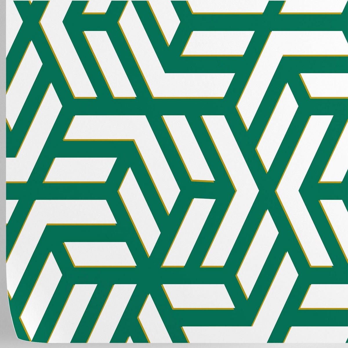 TAPETE Geometrisch aus echtem Papier, 200x280cm, 8 Bögen - Grün, Papier (200/280cm) - WALLPAPERS4BEGINNERS
