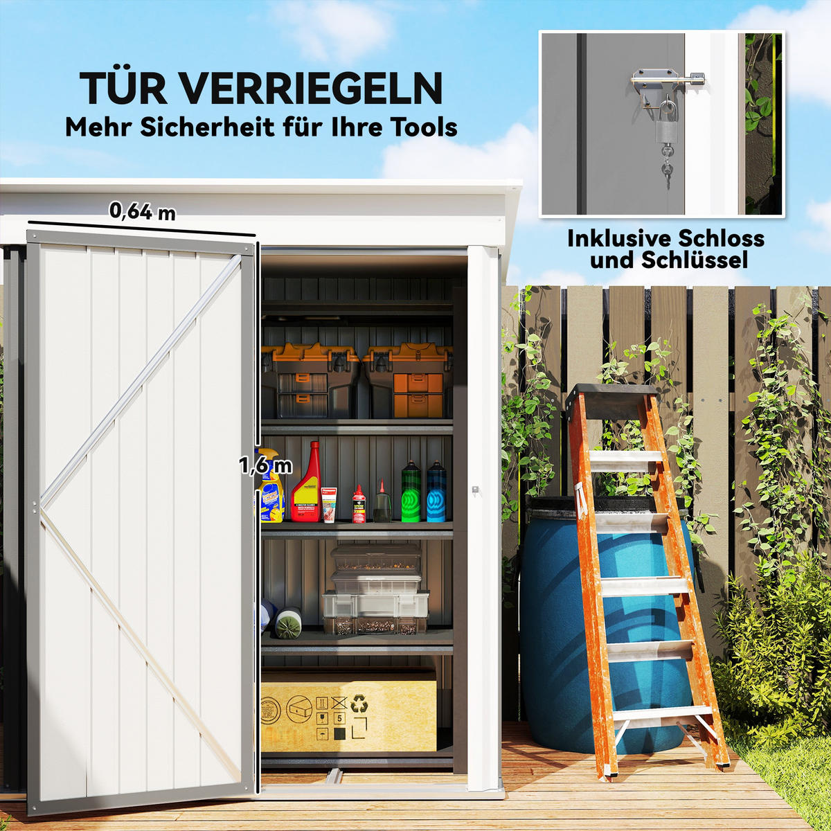 GARTENHAUS Grau 161.0/95.0/181.0cm - Grau, Metall (95/181/161cm)