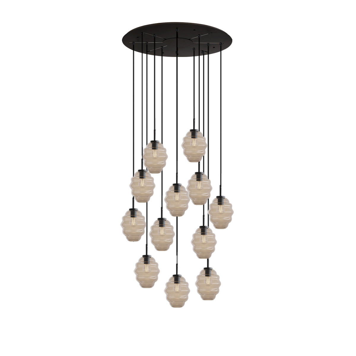 GALERIELEUCHTE Echos 12-flammig Klar Ø 18cm - Klar/Schwarz, Glas (18/18/20cm) - s.luce