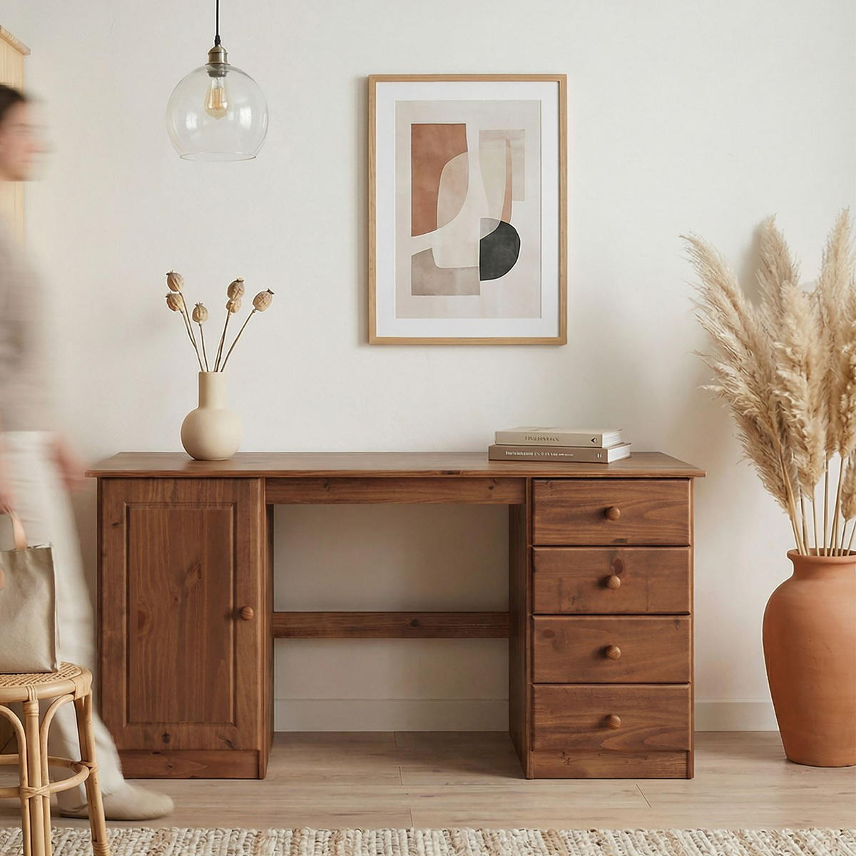 SCHREIBTISCH MANAGER Kastanie - Kastanienfarben, Holz (54/145/73cm) - IDIMEX