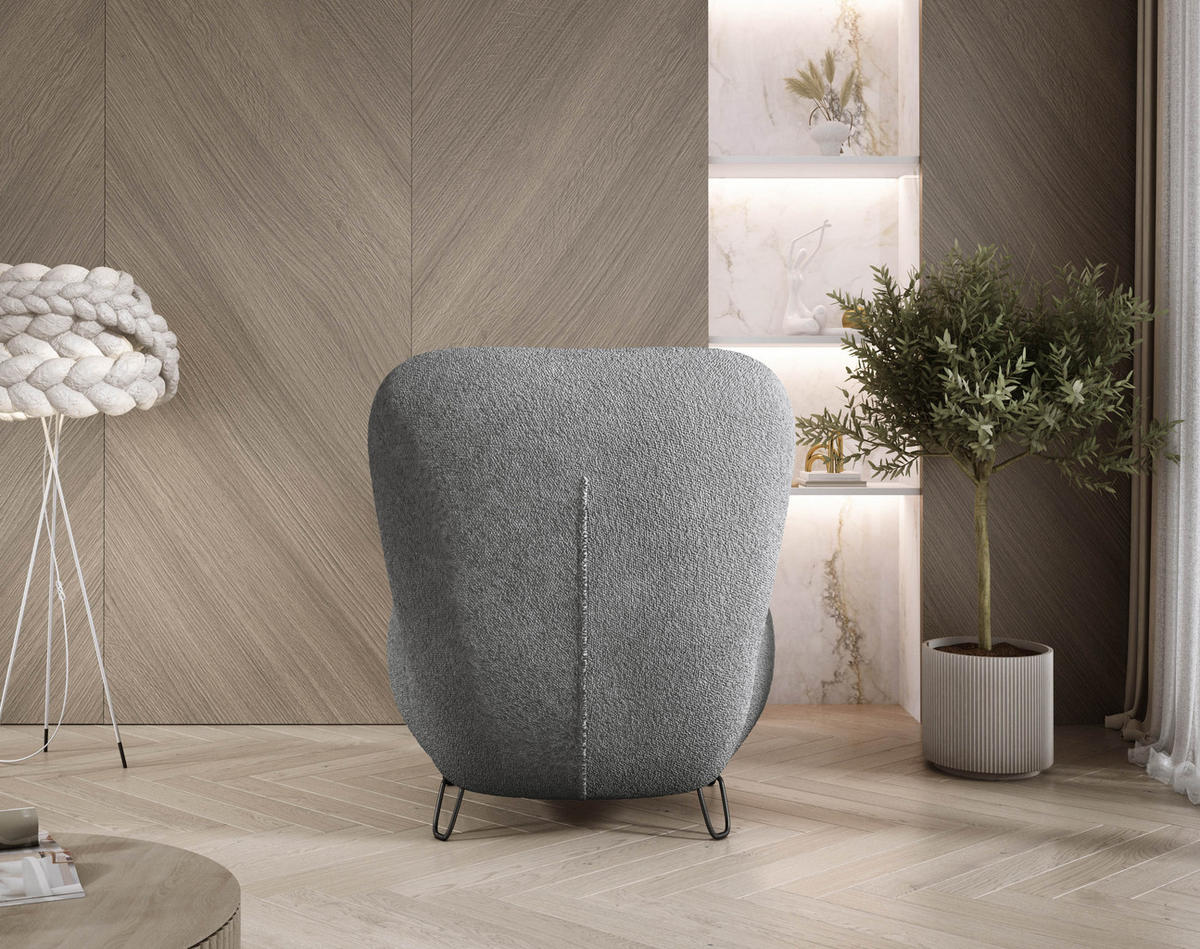 SESSEL LUIS, Skandinavischer Stil – Freistehend, 82×56×82 cm, ANTHRAZIT - Anthrazit/Schwarz, Holz/Textil (82/82/66cm) - DomoHome