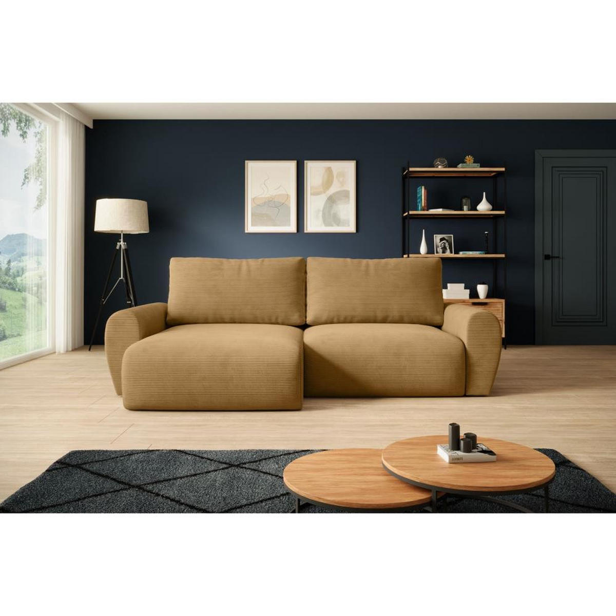 ECKSCHLAFSOFA Poss L gelb links - Gelb, Textil (253/153cm) - Beautysofa
