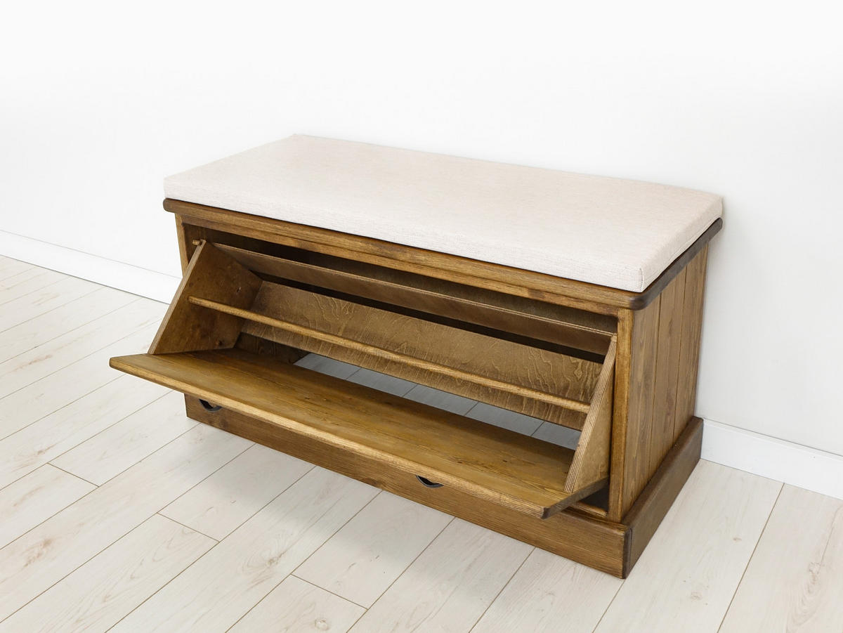 SCHUHSCHRANK aus Massivholz Rustyk 1 - Dunkelbraun, Holz (100/50/40cm) - Seart
