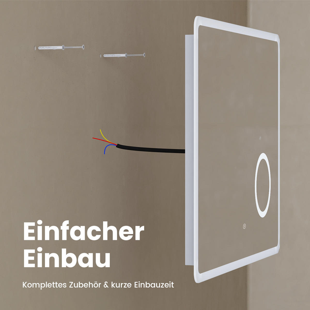 BADSPIEGEL mit Beleuchtung mit Integriertem Schminkspiegel 120/60 cm - Weiß, Glas (60/3.5/120cm) - EMKE