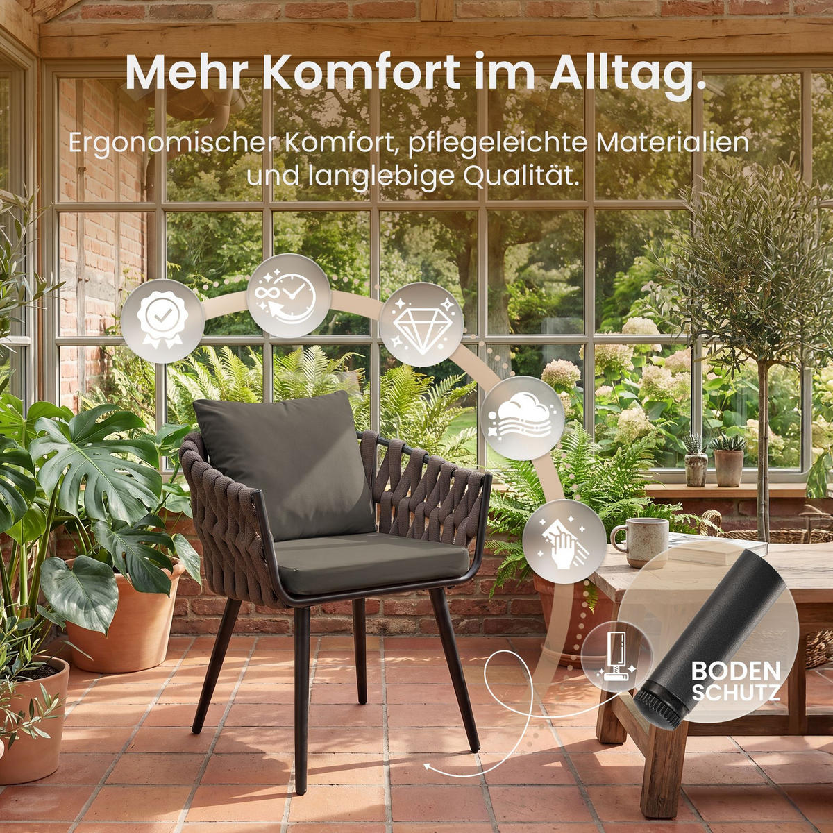 GARTENSTUHL Metall Grau - Grau, Metall (61/77/60cm) - CLP