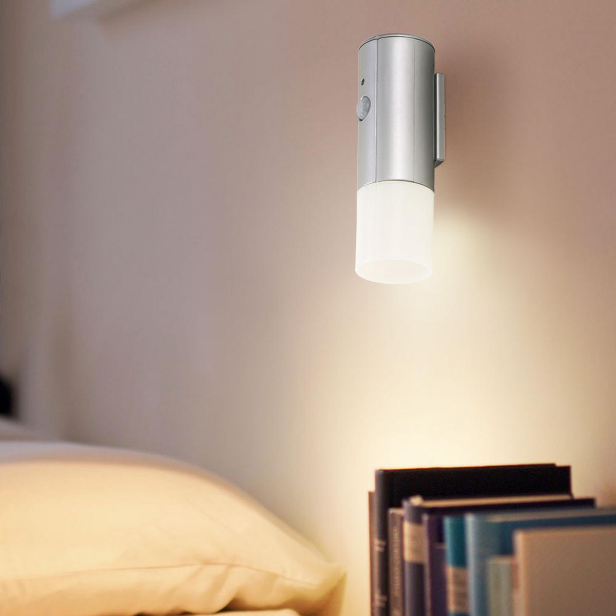 LED WANDLEUCHTE Silber mit Bewegungsmelder - Silberfarben, Kunststoff (4/12.5/4cm) - Briloner