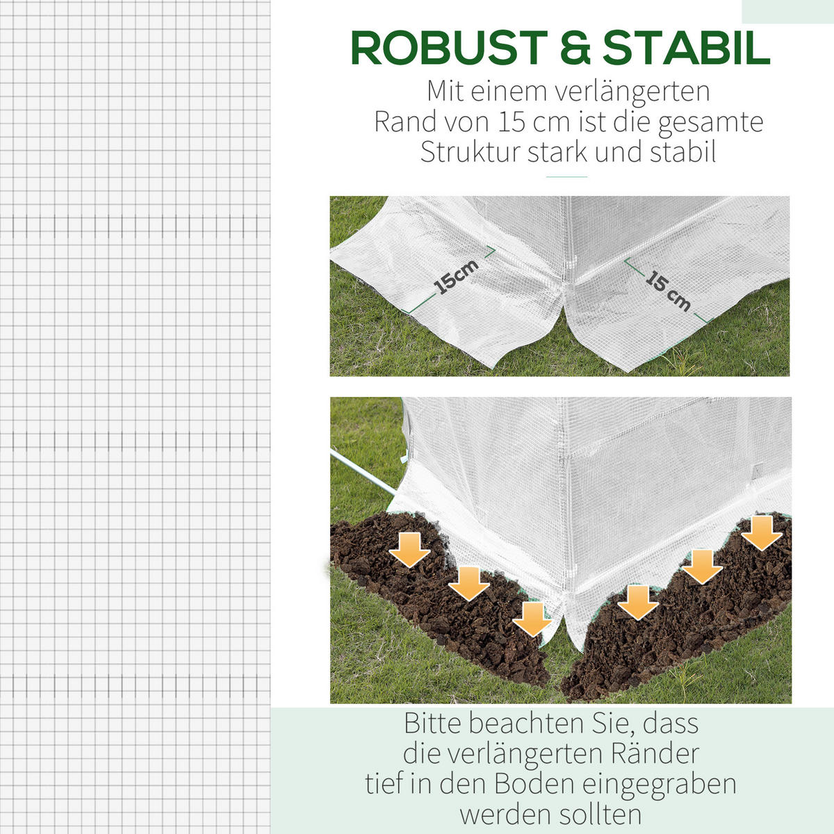 ERSATZABDECKUNG 600 x 300 x 200 cm mit Fronttür, Weiß - Weiß, Kunststoff (300/200/600cm) - Outsunny