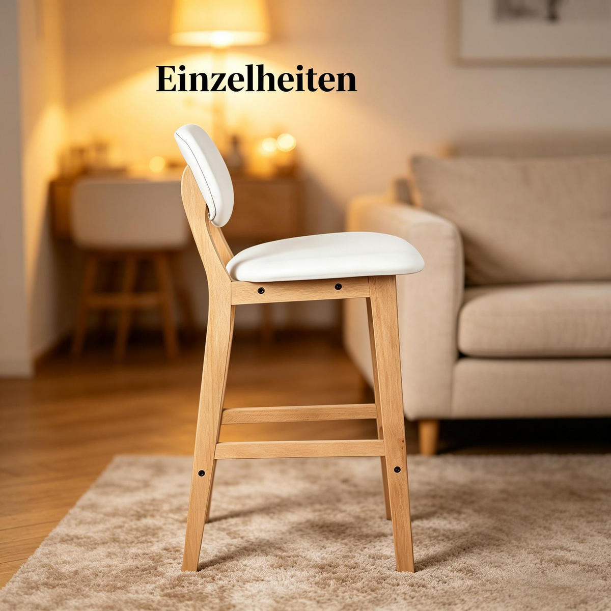 BARHOCKER 2er-Set Weiß mit Rückenlehne und Massivholzbeinen - Weiß, Holz (43/91.5/37.5cm) - PANGIVO